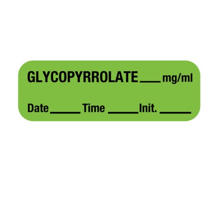 Nevs Label, Glycopyrrolate 1/2" x 1-1/2" Green w/Black LANT-3322D